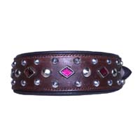 Rhubarb Ripple leather dog collar