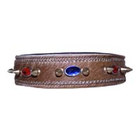 Camden Spike Gem leather dog collar