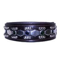 Gunmetal Ridge leather dog collar