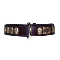 Mahogany Coin leather dog collar