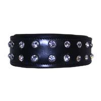 Rugby Stripe leather dog collar
