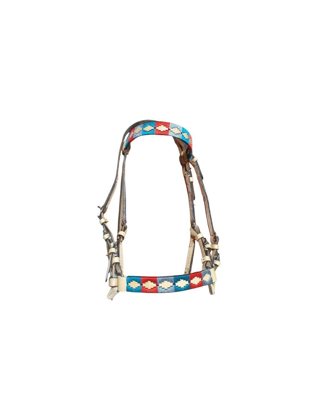 Sedona Horizon | Premium Argentine Leather Bridle - Teal & Red Pampa Weave