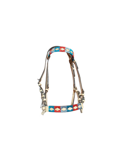 Sedona Horizon | Premium Argentine Leather Bridle - Teal & Red Pampa Weave